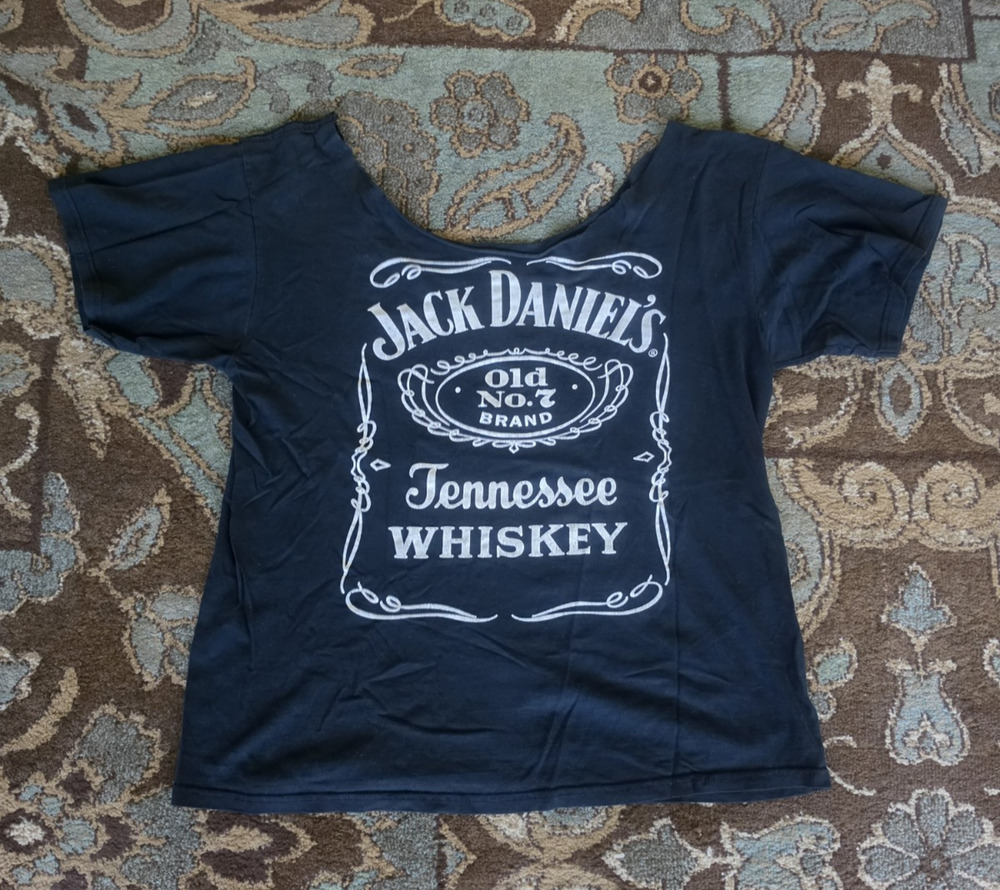 VTG DIY Y2K Jack Daniels Shirt XL: Thrashed Rockabilly Biker Punk Grunge Metal